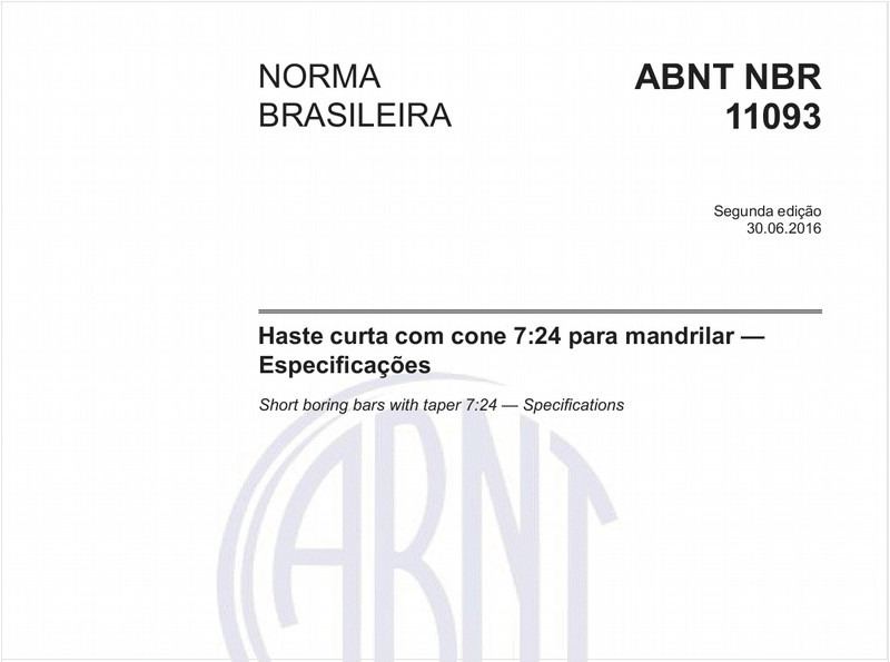 Haste curta com cone 7:24 para mandrilar - Especificações