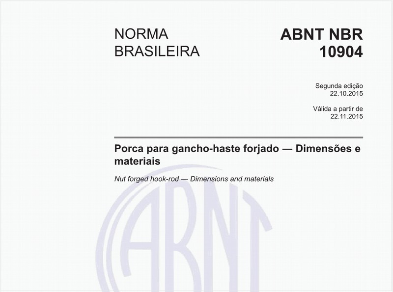 Porca para gancho-haste forjado - Dimensões e materiais
