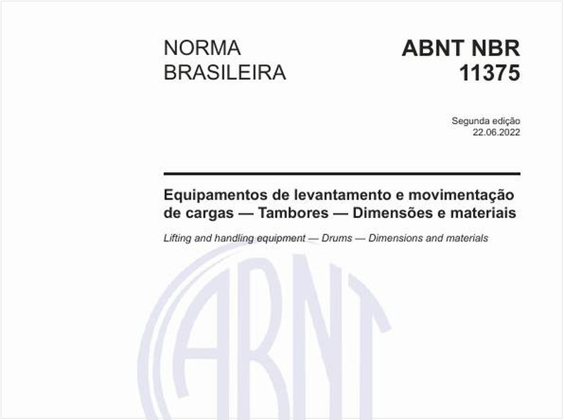 Equipamentos de levantamento e movimentação de cargas - Tambores - Dimensões e materiais