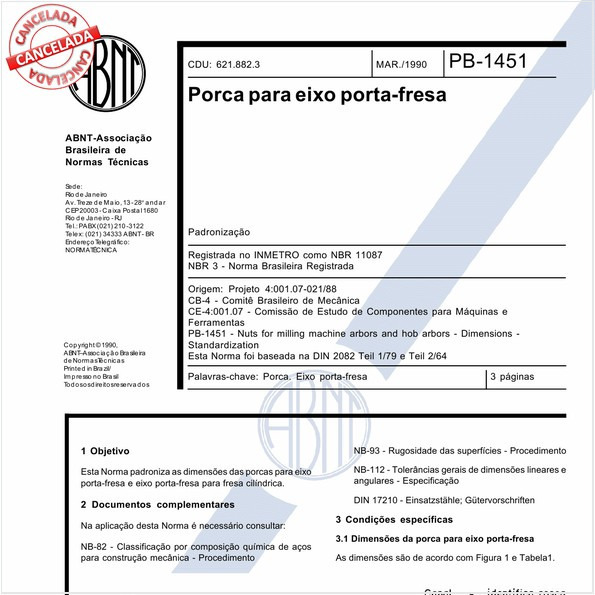 Porca para eixo porta-fresa