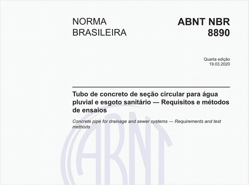 Tubo de concreto de seção circular para água pluvial e esgoto sanitário - Requisitos e métodosde ensaios