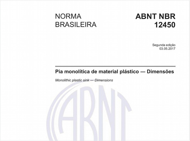 Pia monolítica de material plástico - Dimensões