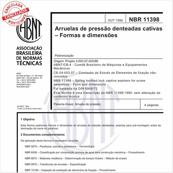 Arruelas de pressão denteadas cativas - Formas e dimensões