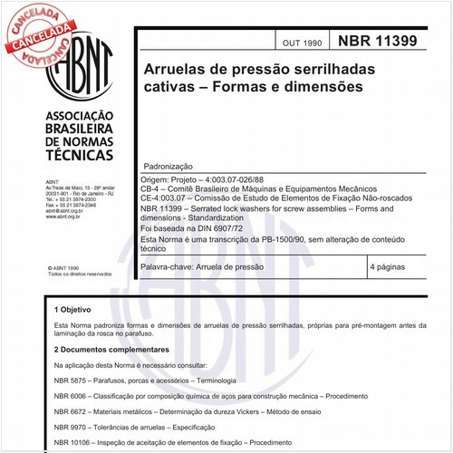 Arruelas de pressão serrilhadas cativas - Formas e dimensões