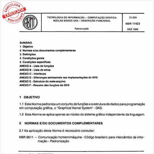 Tecnologia de informação - Computação gráfica - Núcleo básico GKS - Descrição funcional