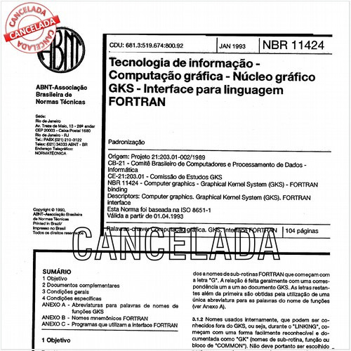 Tecnologia de informação - Computação gráfica - Núcleo gráfico GKS - Interface para linguagem FORTRAN