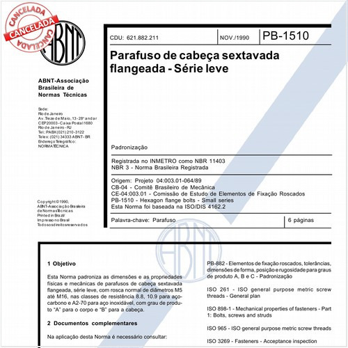 Parafuso de cabeça sextavada flangeada - Série leve