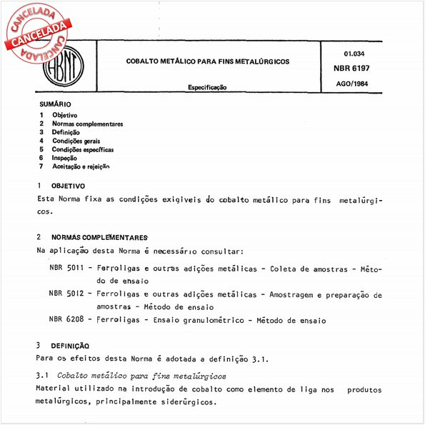 Cobalto metálico para fins metalúrgicos