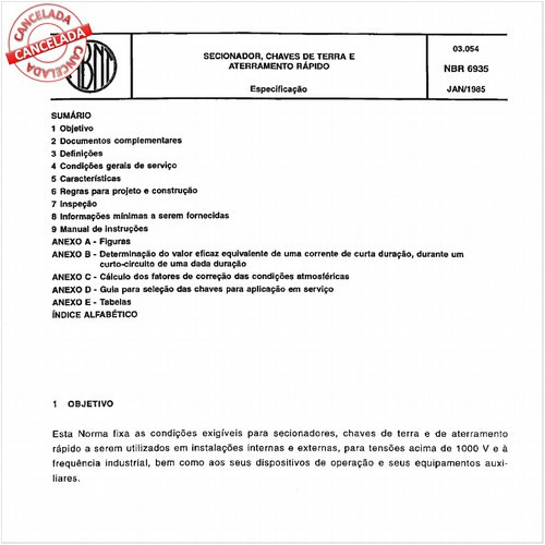 Seccionador, chaves de terra e aterramento rápido