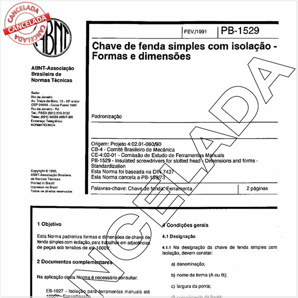 Chave de fenda simples com isolação - Formas e dimensões