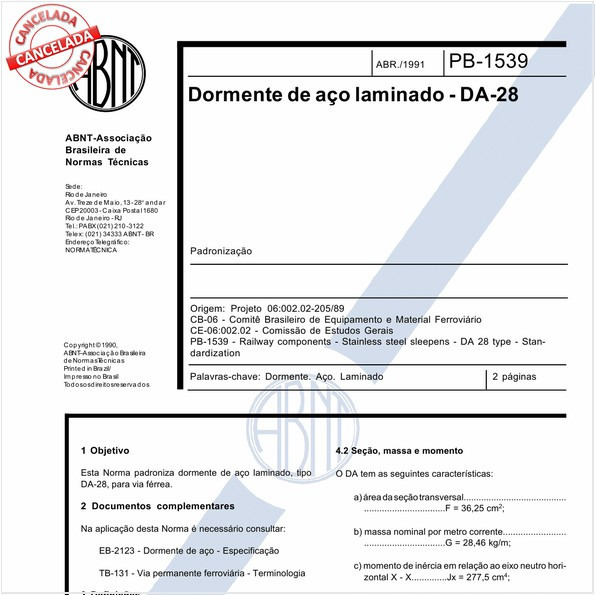 Dormente de aço laminado - DA-28