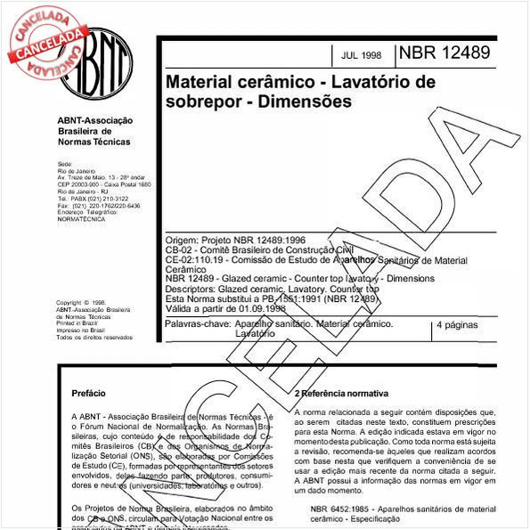 Material cerâmico - Lavatório de sobrepor - Dimensões 