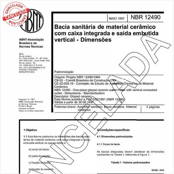 Bacia sanitária de material cerâmico com caixa integrada e saída embutida vertical - Dimensões