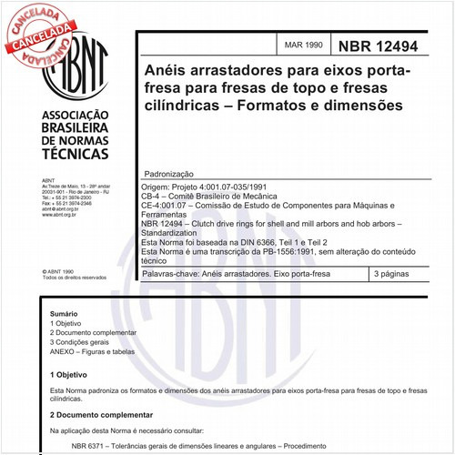 Anéis arrastadores para eixos porta-fresa para fresas de topo e fresas cilíndricas - Formatos e dimensões