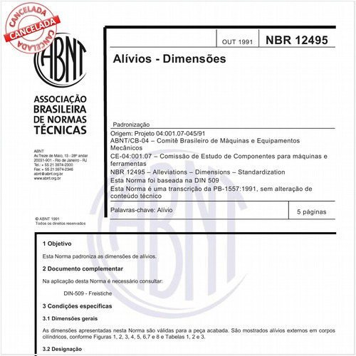 Alívios - Dimensões