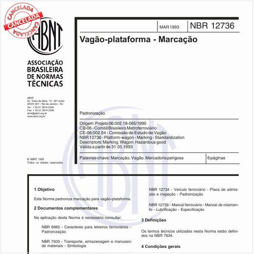 Vagão-plataforma - Marcação - Padronização