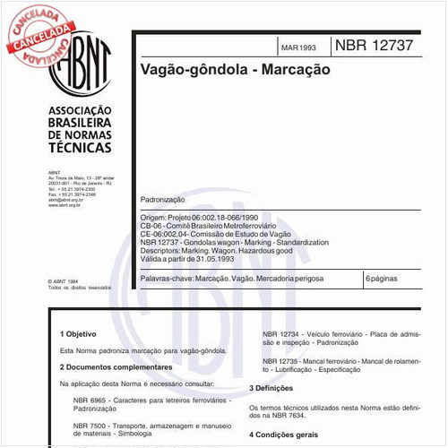 Vagão-gôndola - Marcação - Padronização