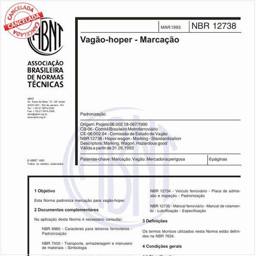 Vagão-hoper - Marcação - Padronização