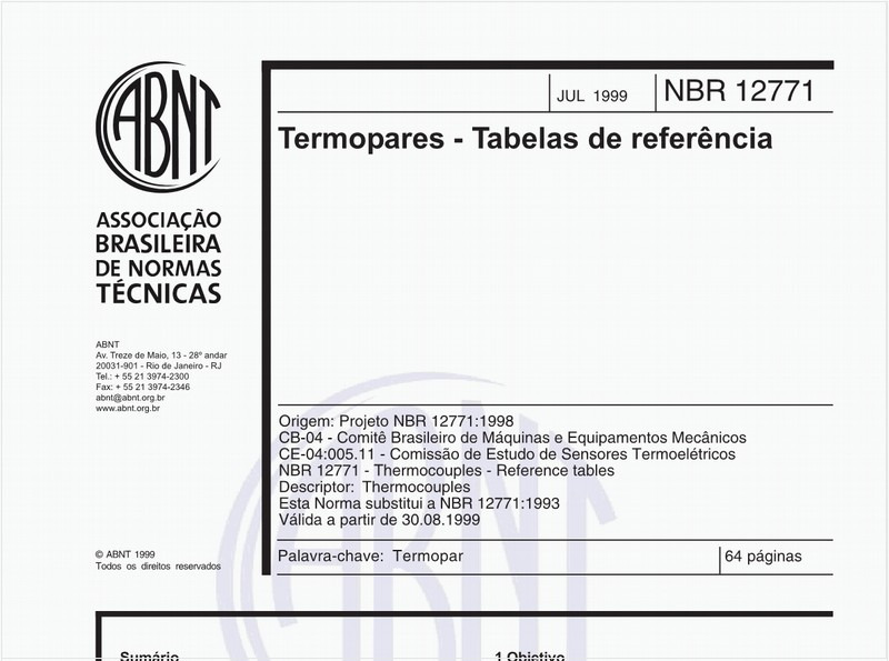 Termopares - Tabelas de referência
