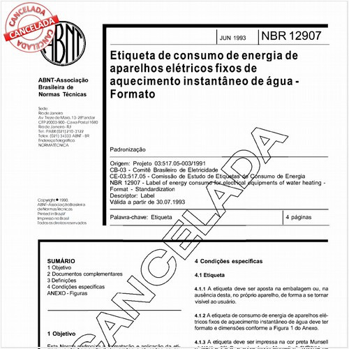 Etiqueta de consumo de energia de aparelhos elétricos fixos de aquecimento instantâneo de água - Formato
