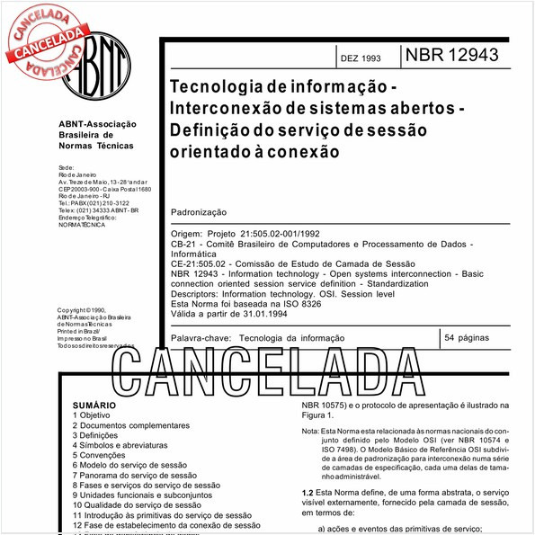 Tecnologia de informação - Interconexão de sistemas abertos - Definição do serviço de sessão orientado à conexão
