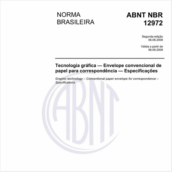 Tecnologia gráfica - Envelope convencional de papel para correspondência - Especificações