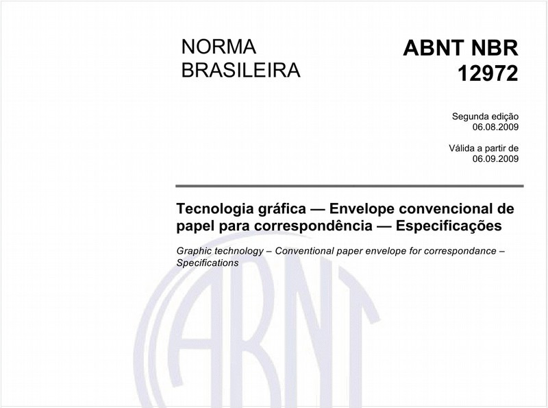 Tecnologia gráfica - Envelope convencional de papel para correspondência - Especificações