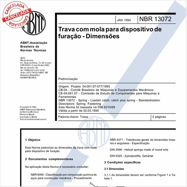Trava com mola para dispositivo de furação - Dimensões