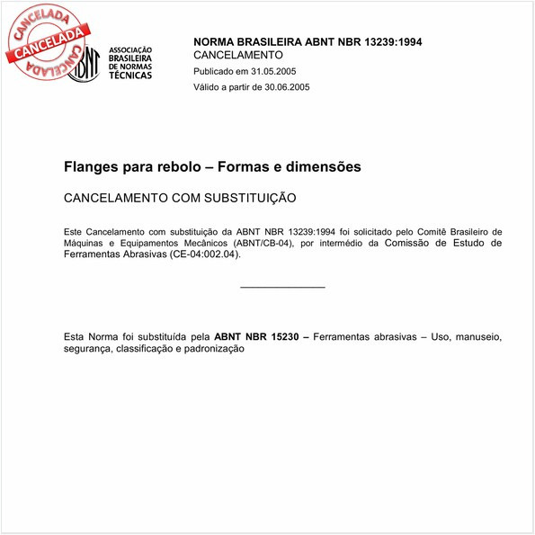 Flanges para rebolo - Formas e dimensões 