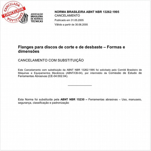 Flanges para discos de corte e de desbaste - Formas e dimensões
