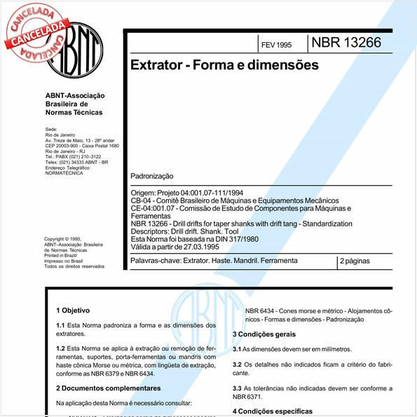 Extrator - Forma e dimensões