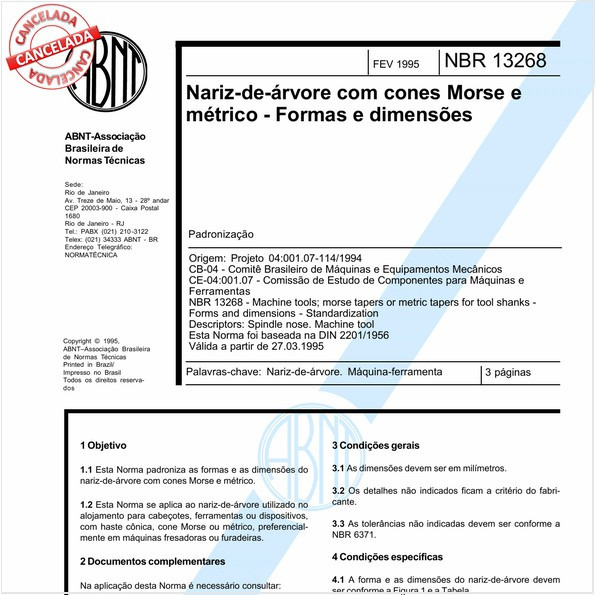 Nariz-de-árvore com cones Morse e métrico - Formas e dimensões