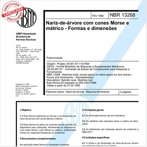 Nariz-de-árvore com cones Morse e métrico - Formas e dimensões