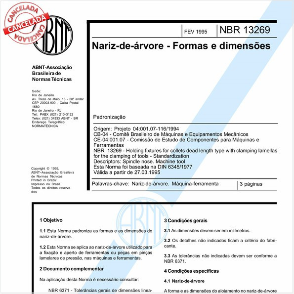 Nariz-de-árvore - Formas e dimensões