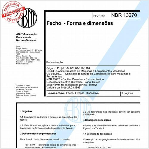 Fecho - Forma e dimensões
