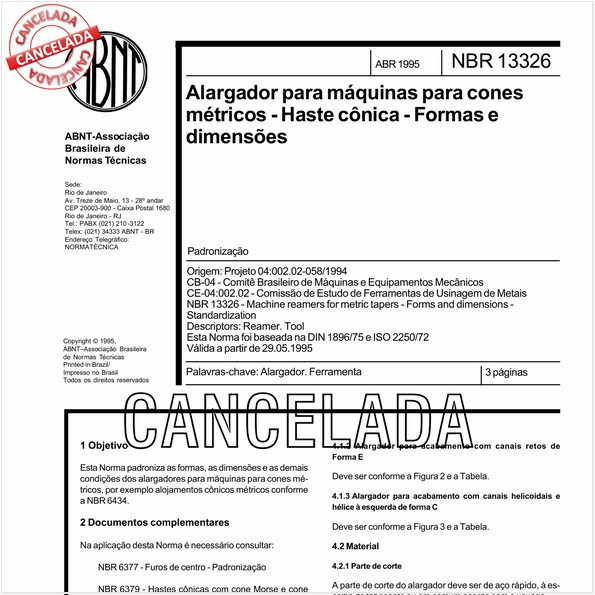 Alargador para máquinas para cones métricos - Haste cônica - Formas e dimensões