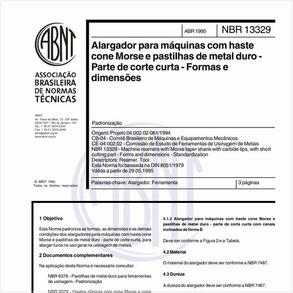 Alargador para máquinas com haste cone Morse e pastilhas de metal duro - Parte de corte curta - Formas e dimensões - Padronização