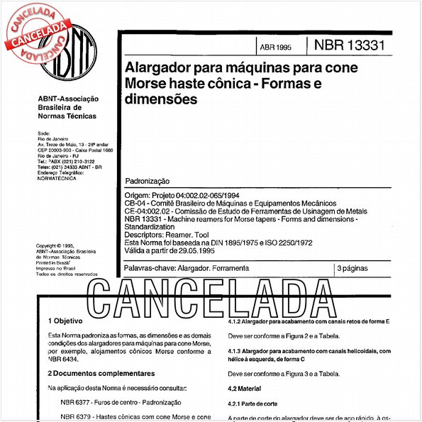 Alargador para máquinas para cone Morse haste cônica - Formas e dimensões