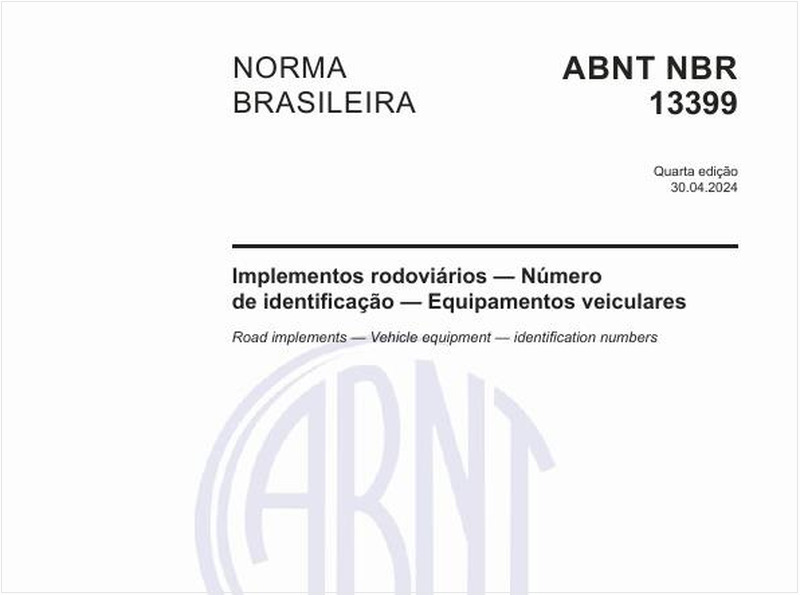 Implementos rodoviários — Número de identificação — Equipamentos veiculares