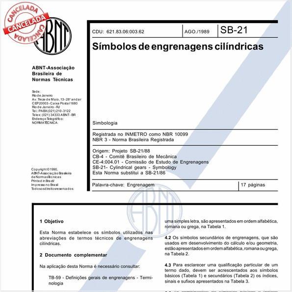 Símbolos de engrenagens cilíndricas