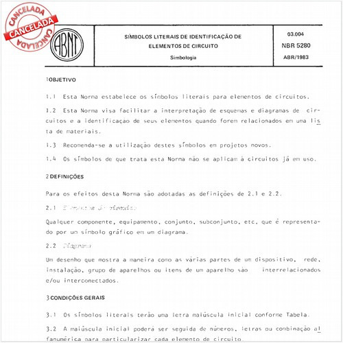 Símbolos literais de identificação de elementos de circuito