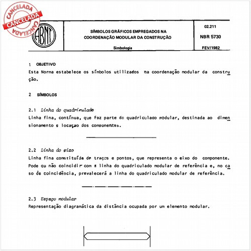 Símbolos gráficos empregados na coordenação modular da construção