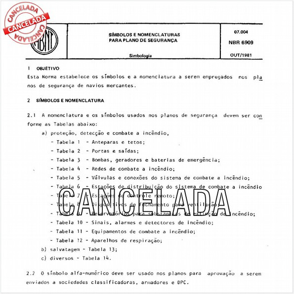 Símbolos e nomenclaturas para plano de segurança