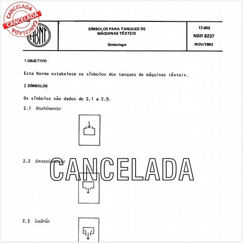 Símbolos para tanques de máquinas têxteis