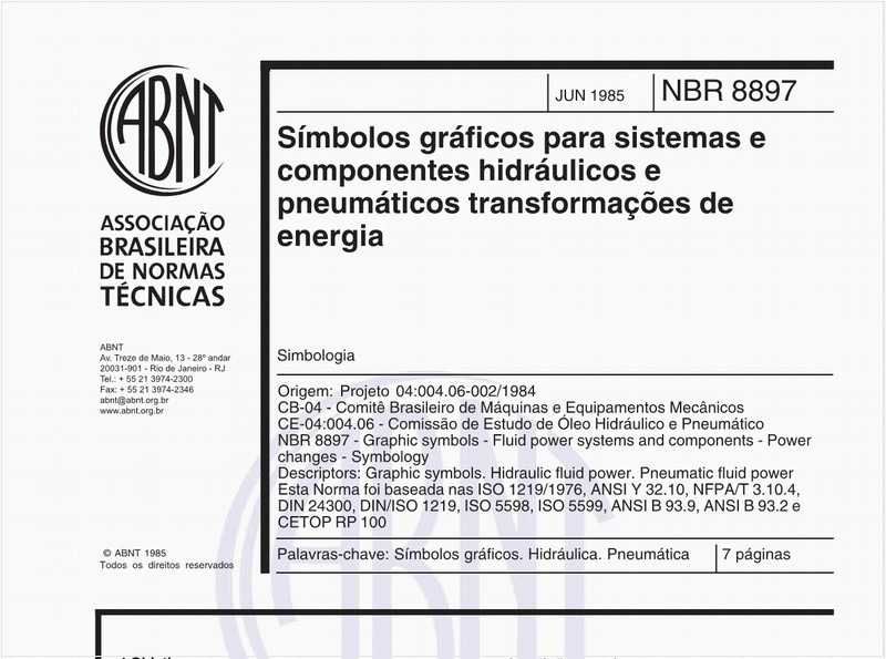 Símbolos gráficos para sistemas e componentes hidráulicos e pneumáticos transformações de energia - Simbologia