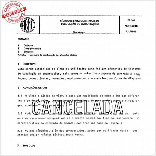 Símbolos para diagramas de tubulação de embarcações