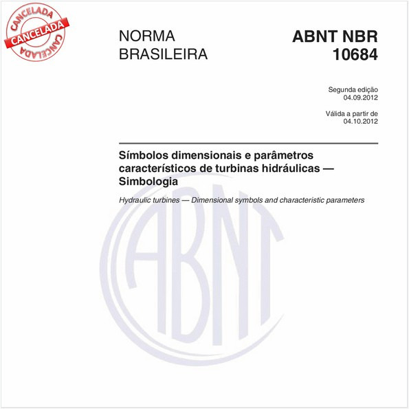 Símbolos dimensionais e parâmetros característicos de turbinas hidráulicas - Simbologia
