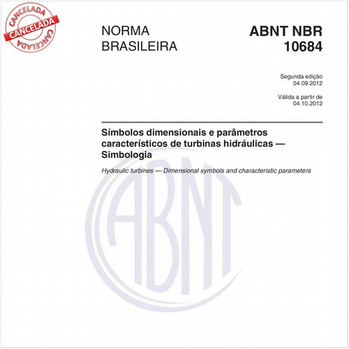 Símbolos dimensionais e parâmetros característicos de turbinas hidráulicas - Simbologia