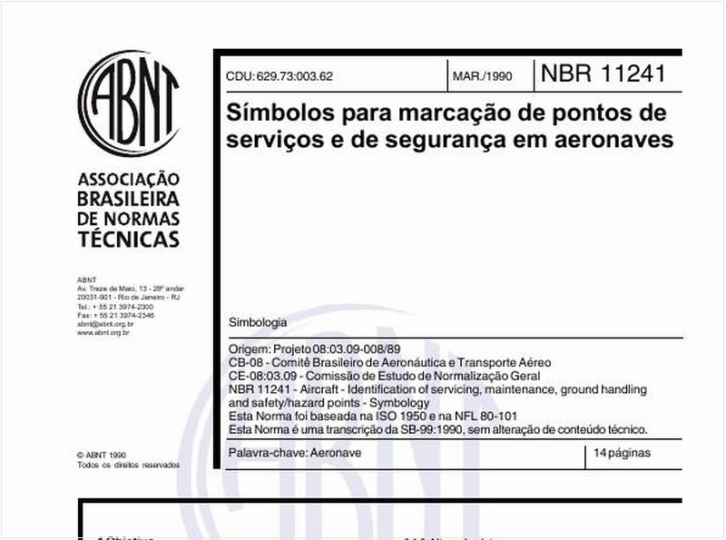 Símbolos para marcação de pontos de serviços e de segurança em aeronaves - Simbolo