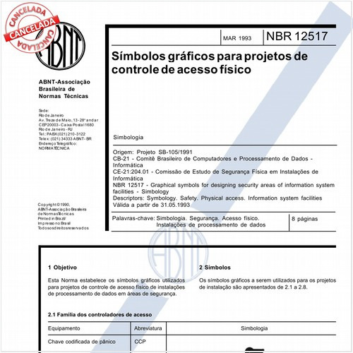 Símbolos gráficos para projetos de controle de acesso físico